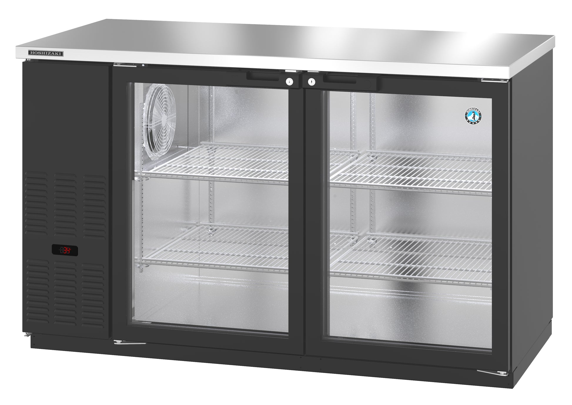 Hoshizaki BB59-G Black Two Section Vinyl Back Bar Back Bar, Glass Doors Refrigerator