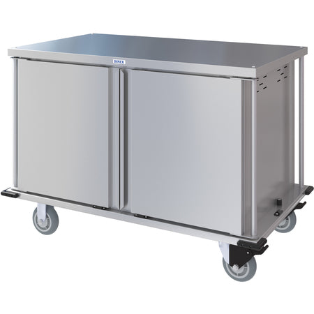 Dinex DXPTQC2T2D20 2 Trays Per Slide 20 Trays Double Door Stainless Steel Totally Quiet Compact Meal Delivery Cart