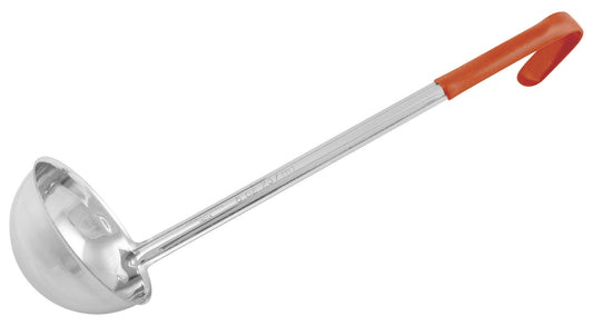 Winco LDCN-8 8 oz. Orange Stainless Steel Ladle