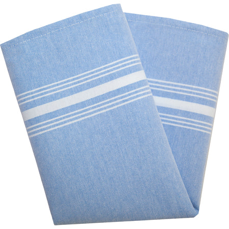 Snap Drape 54251822NH002 18" x 22" Blue 50% Spun Polyester/50% Filament Chambray Striped Napkin