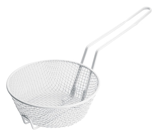 Winco MSBW-08M 8" White Plastic Coating Medium Mesh Breading Basket