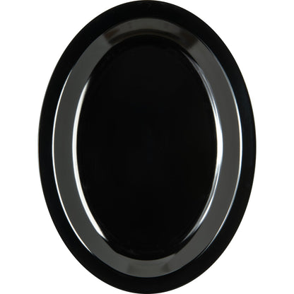Carlisle KL12703 12" x 9" Black Oval Kingline Melamine Platter Tray