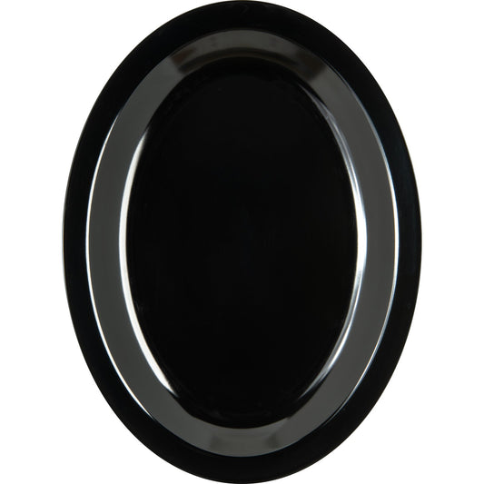 Carlisle KL12703 12" x 9" Black Oval Kingline Melamine Platter Tray