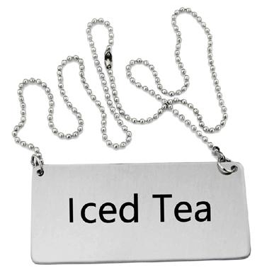Omcan 80136 Stainless Steel Beverage "Iced Tea" Chain Sign