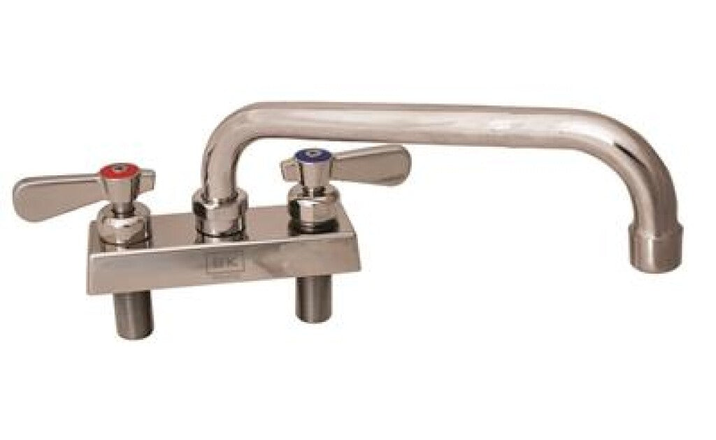 BK Resources EVO-4DM-10 Stainless Steel Evolution 4" Deck Mount Faucet, 10" Swing Spout