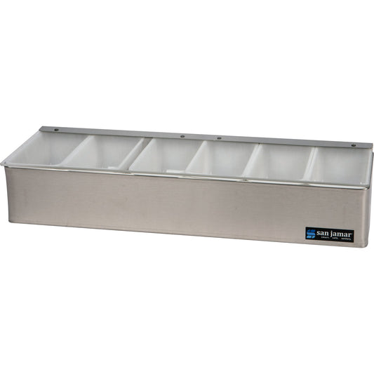 San Jamar B4186L 6 Pint Stainless Steel Non-Chilled Garnish Trays