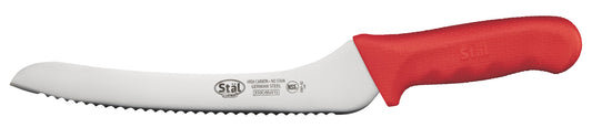Winco KWP-92R 9" Red Polypropylene Handle Offset Bread Knife