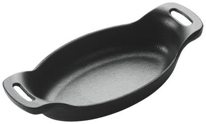 Winco CASM-6O 9 oz. 6-1/2" x 4-1/4" Matte Black Enamel Mini Cast Iron Induction Server