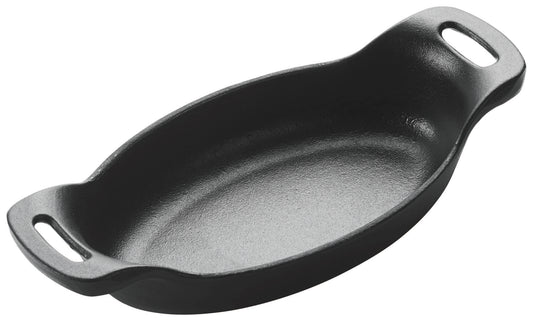 Winco CASM-6O 9 oz. 6-1/2" x 4-1/4" Matte Black Enamel Mini Cast Iron Induction Server
