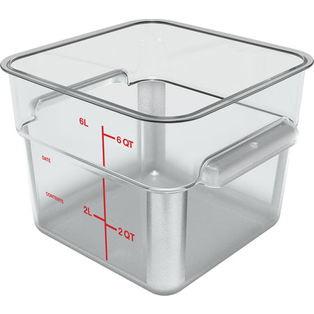 Carlisle 1195207 6 Qt Clear Square Polycarbonate Food Storage Container