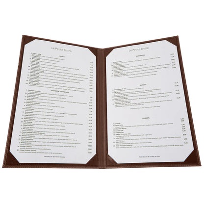 Winco LMD-814BN Brown Two-Views Menu Cover For 8-1/2 X 14" Inserts