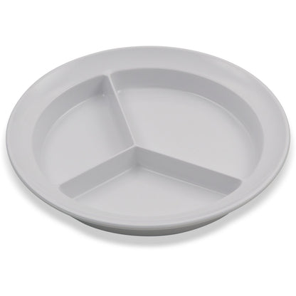 Carlisle KL20302 8.75" White 3-Compartment Kingline Melamine Deep Plate