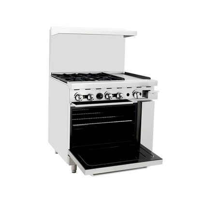 Atosa AGR-4B12GR-NG 36" Natural Gas Range with (4) Open Burners and 12" Griddle