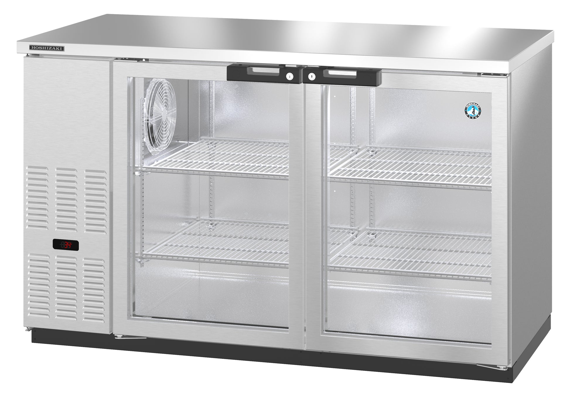 Hoshizaki BB59-G-S Two Section Stainless Steel Back Bar Back Bar, Glass Doors Refrigerator