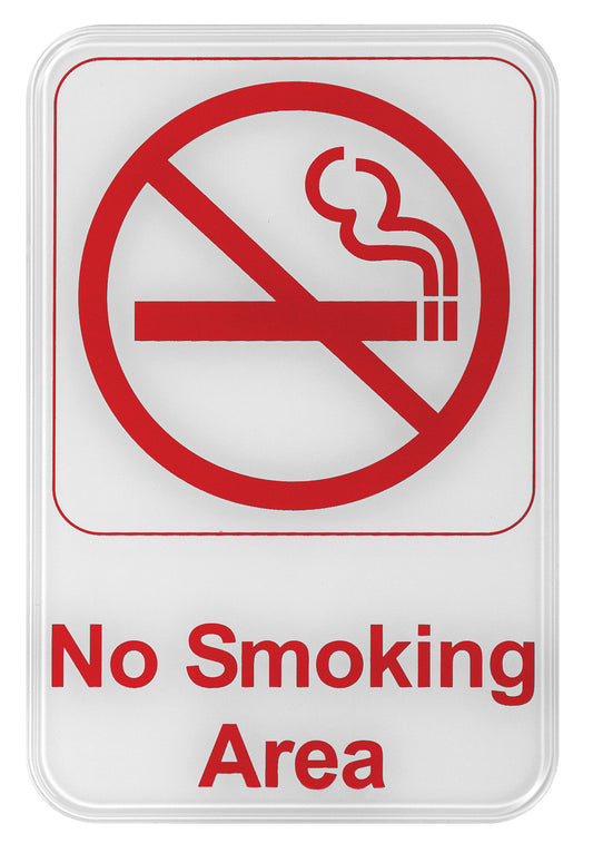 Winco SGN-684W 6" x 9" White Information Sign - "No Smoking Area"