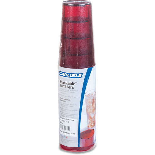 Carlisle 5216-8110 16 oz Ruby SAN Stackable Cash 'n Carry Tumbler - Cash & Carry (6/pk)