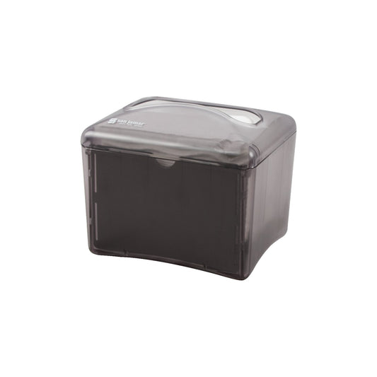 Carlisle H4004TBK 200-250 Napkins Black Tabletop Venue Napkin Dispenser, Mini Interfold