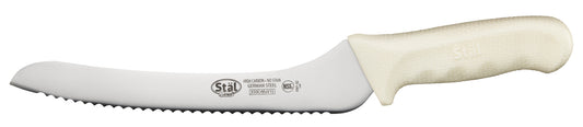 Winco KWP-92 9" White Polypropylene Handle Offset Bread Knife