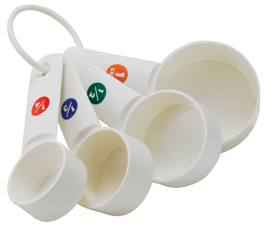 Winco MCPP-4 4-Piece White Plastic Measuring Cup Set