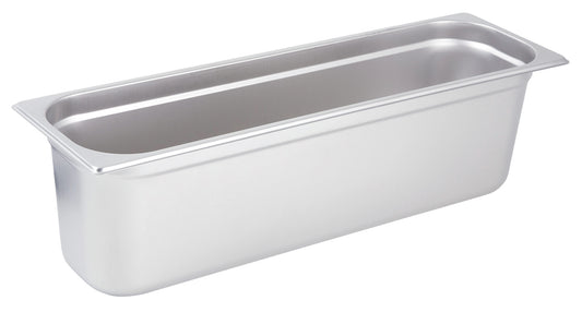 Winco SPJH-6HL Half Size Long Stainless Steel Anti-jam Steam Pan, 6" Deep