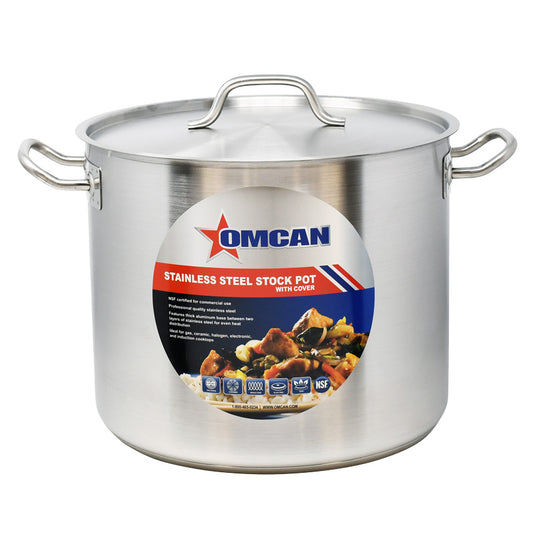 Omcan 80441 24 Qt Stainless Steel Stock Pot with Cover