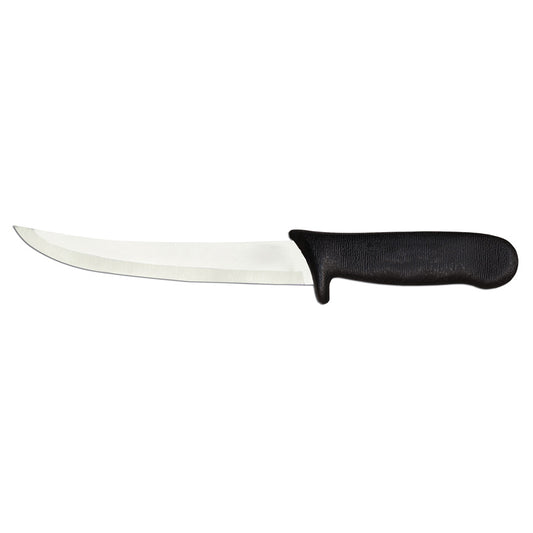 Omcan 11564 6-inch Curved Blade Boning Knife with Black DR Polypropylene Handle