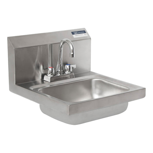 BK Resources BKHS-D-1410-PT-G Stainless Steel Hand Sink w/ Faucet, P-Trap 2 Holes 13-3/4"x10"x5"