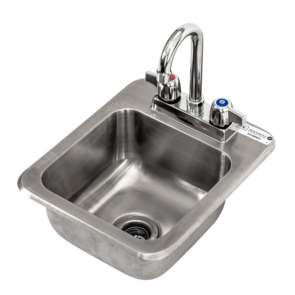 BK Resources DDI-0909524-P-G One Compartment Stainless Steel Drop-In Sink 9L x 9W x 5D Bowls w/ Faucet
