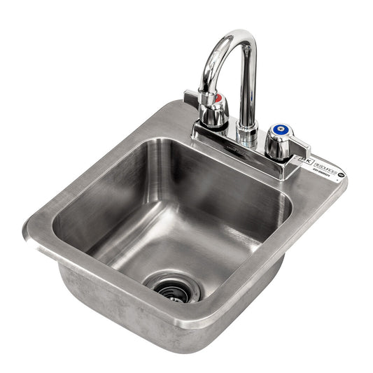 BK Resources DDI-0909524-P-G One Compartment Stainless Steel Drop-In Sink 9L x 9W x 5D Bowls w/ Faucet