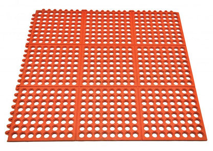 Omcan 39768 Terracotta Anti-Fatigue Mat with Interlocking Edges