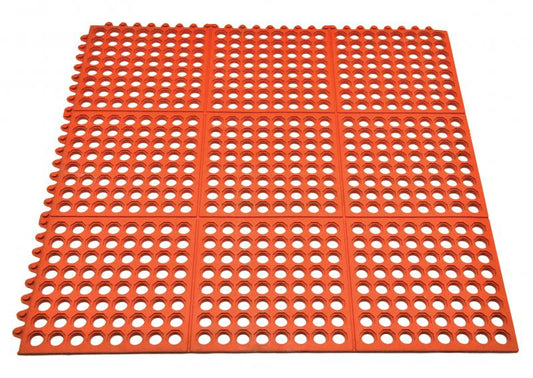 Omcan 39768 Terracotta Anti-Fatigue Mat with Interlocking Edges