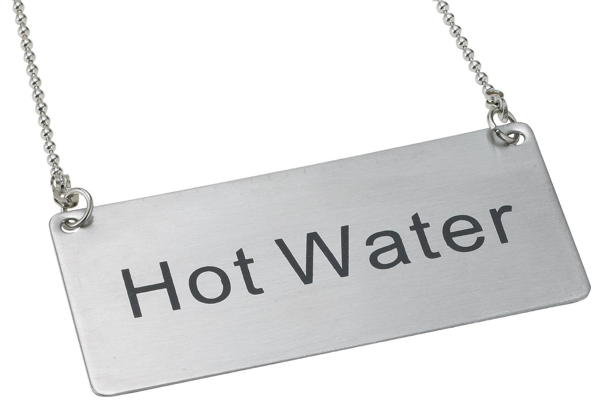 Winco SGN-204 Stainless Steel Chain Sign - "Hot Water"