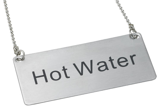 Winco SGN-204 Stainless Steel Chain Sign - "Hot Water"