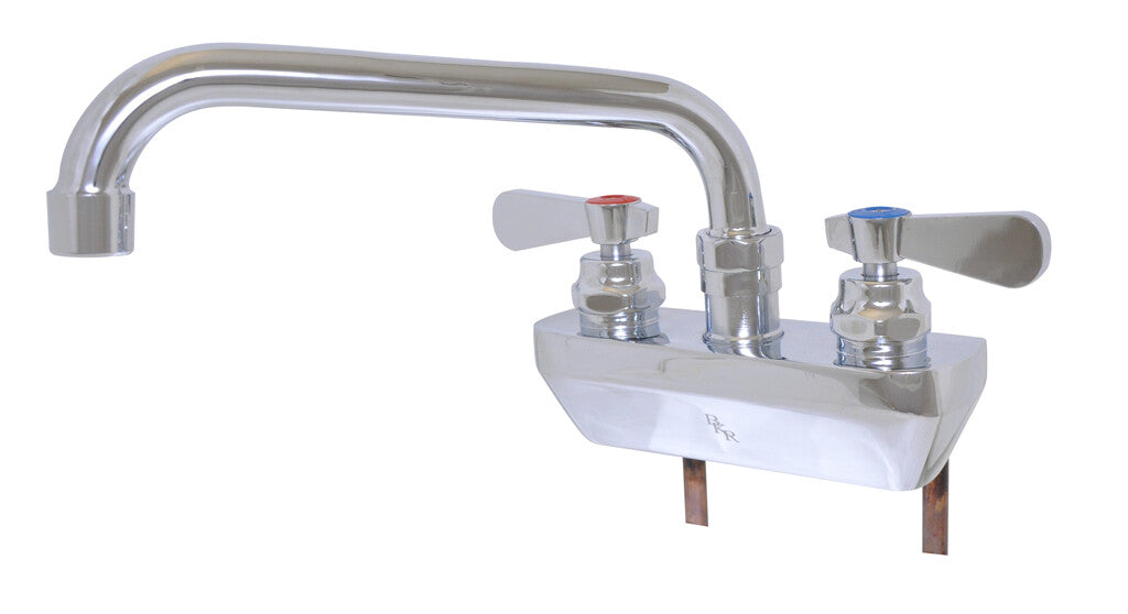 BK Resources BKF-4SM2-18-G 4" Chrome-Plated Brass O.C. Optiflow Shallow Splash Mount Faucet W/18" DJ Spout