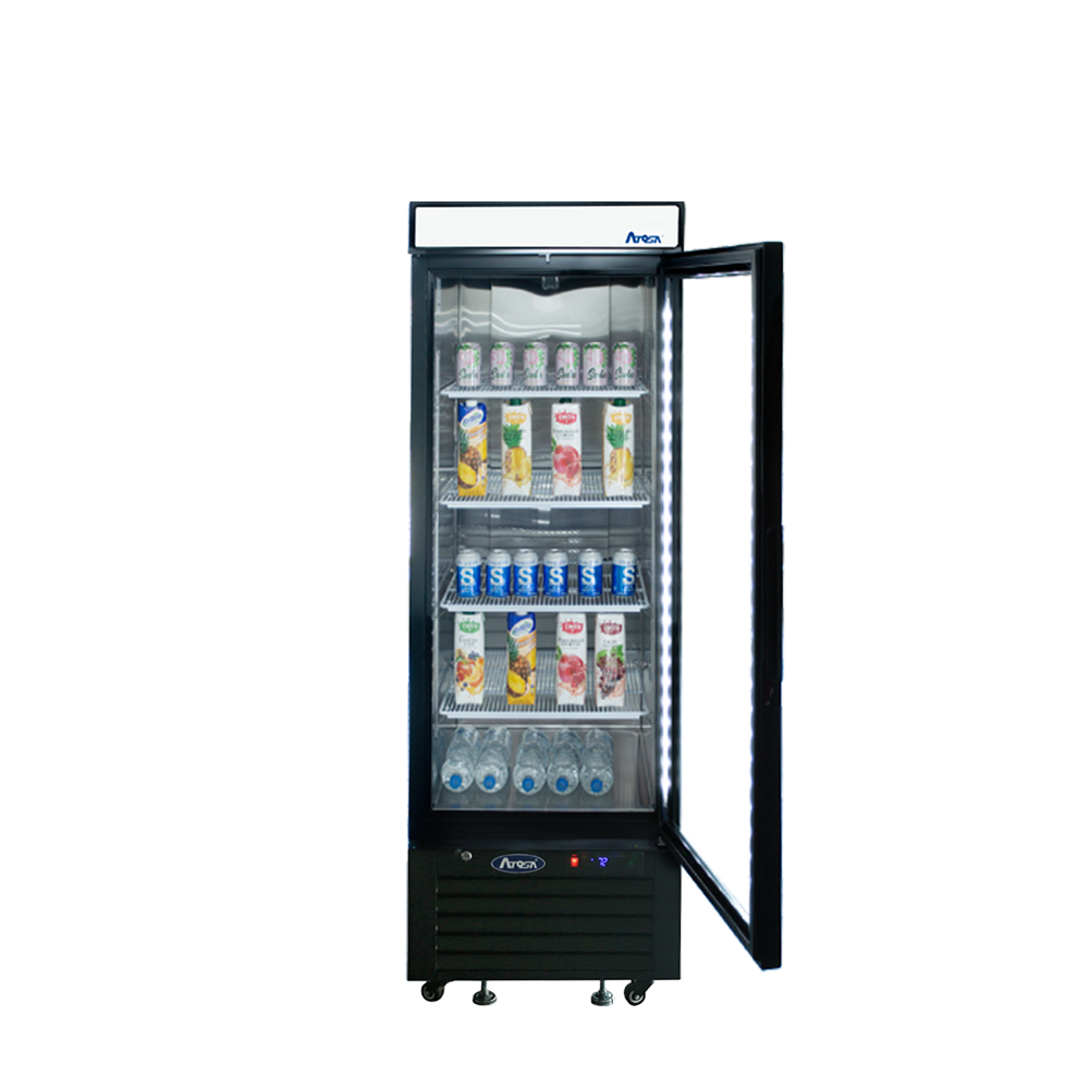 Atosa MCF8726GR 8.3 Cuft Black Single Glass Door Bottom Mount Merchandiser Refrigerator