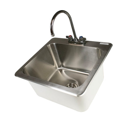 BK Resources DDI-20161224-P-G One Compartment Stainless Steel Drop-In Sink 20L x 16W "x 12D Bowls w/ Faucet