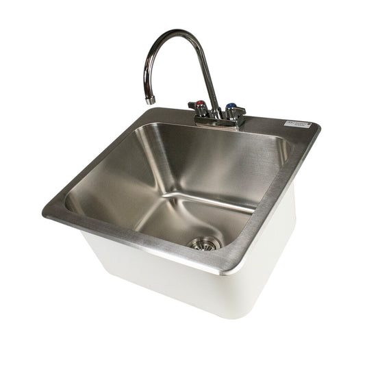 BK Resources DDI-20161224-P-G One Compartment Stainless Steel Drop-In Sink 20L x 16W "x 12D Bowls w/ Faucet