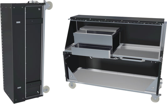 Dinex DXPPB524IBTBK 20.16" x 62.5" x 47" Black Stainless Steel Ice Chest Portable Bar