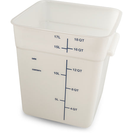 Carlisle 11965PE02 18 Qt White Square Polyethylene Food Storage Container