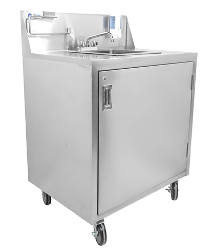 Omcan 46788 Portable Hand Sink with Backsplash and Water Heater Tank and Pump