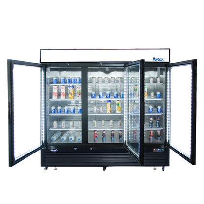 Atosa MCF8724GR 69.54 Cuft Black Triple Glass Door Bottom Mount Merchandiser Refrigerator