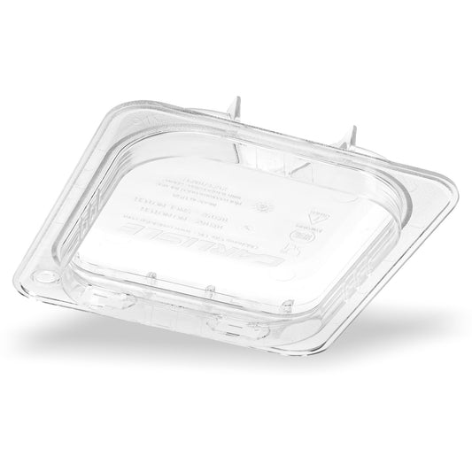 Carlisle 10319Z07 1/6 Size Clear StorPlus EZ Access Hinged Notched Universal Food Pan Lid