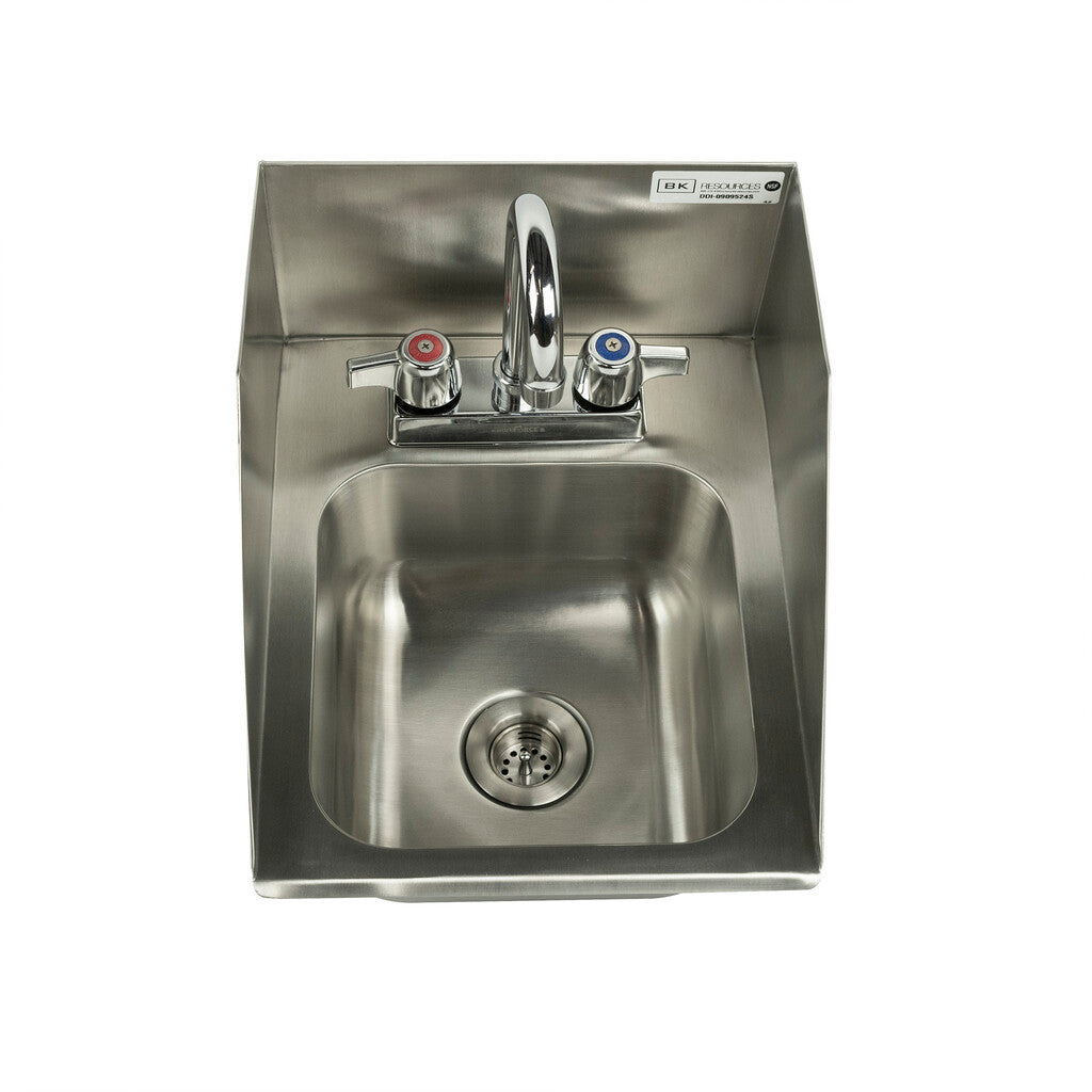 BK Resources DDI-0909524S-P-G One Compartment Stainless Steel Drop-In Sink w/Side Splashes 9L x 9W x 5D Bowls w/ Faucet