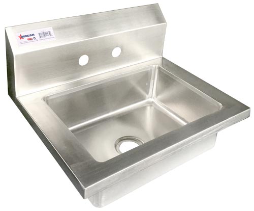 Omcan 46582 Stainless Steel Wall Mounted Fabricated Hand Sink With Two Holes