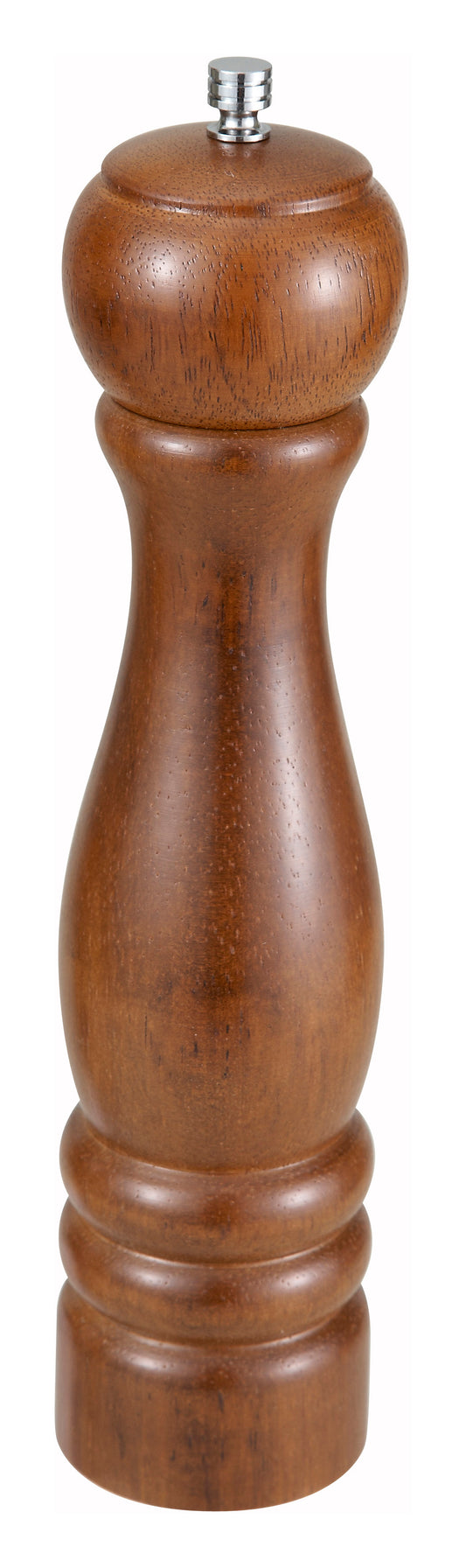 Winco WPM-10 10" Traditional Pepper Mill, Oak Finish