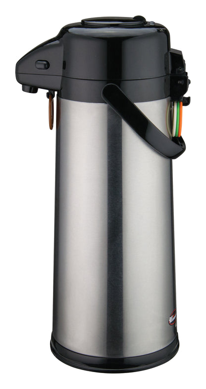Winco AP-535 3 L Stainless Steel Body Glass Lined Airpot w/ Push Button Top