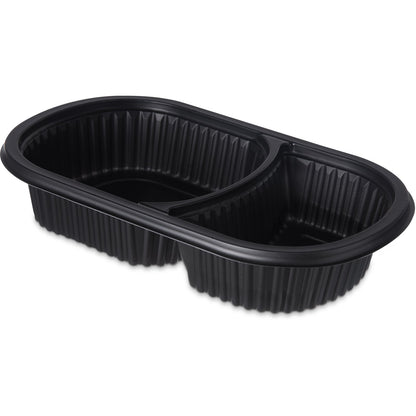 Proex DXMW812PBLK 18/10 oz Black 2-Compartment Microwaveable Medium Entrée (250/cs)