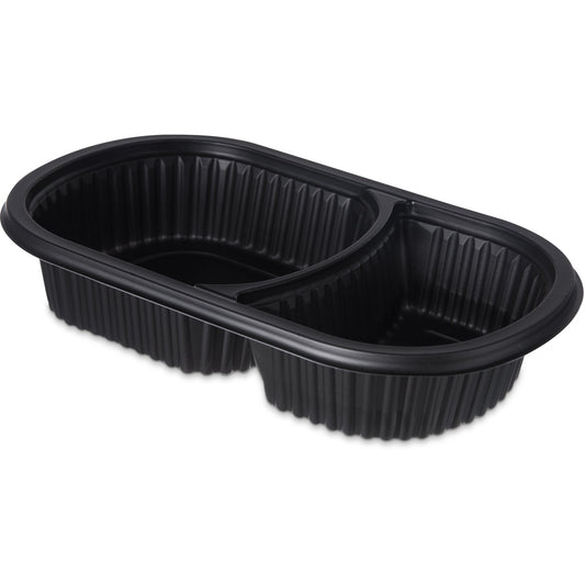 Proex DXMW812PBLK 18/10 oz Black 2-Compartment Microwaveable Medium Entrée (250/cs)