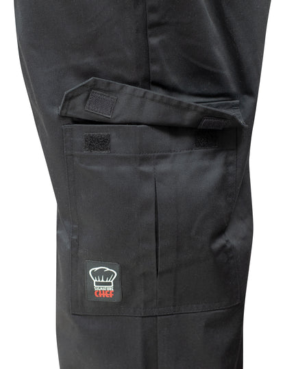 Winco UNF-11KL Large Black Cargo Chef Pants