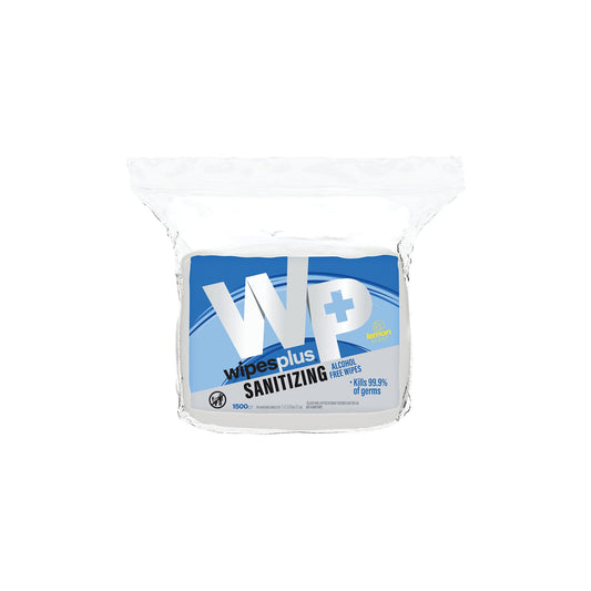 WipesPlus 37202 White Hand Sanitizing Alcohol Free Wipes, Refill Bag (4/400s)